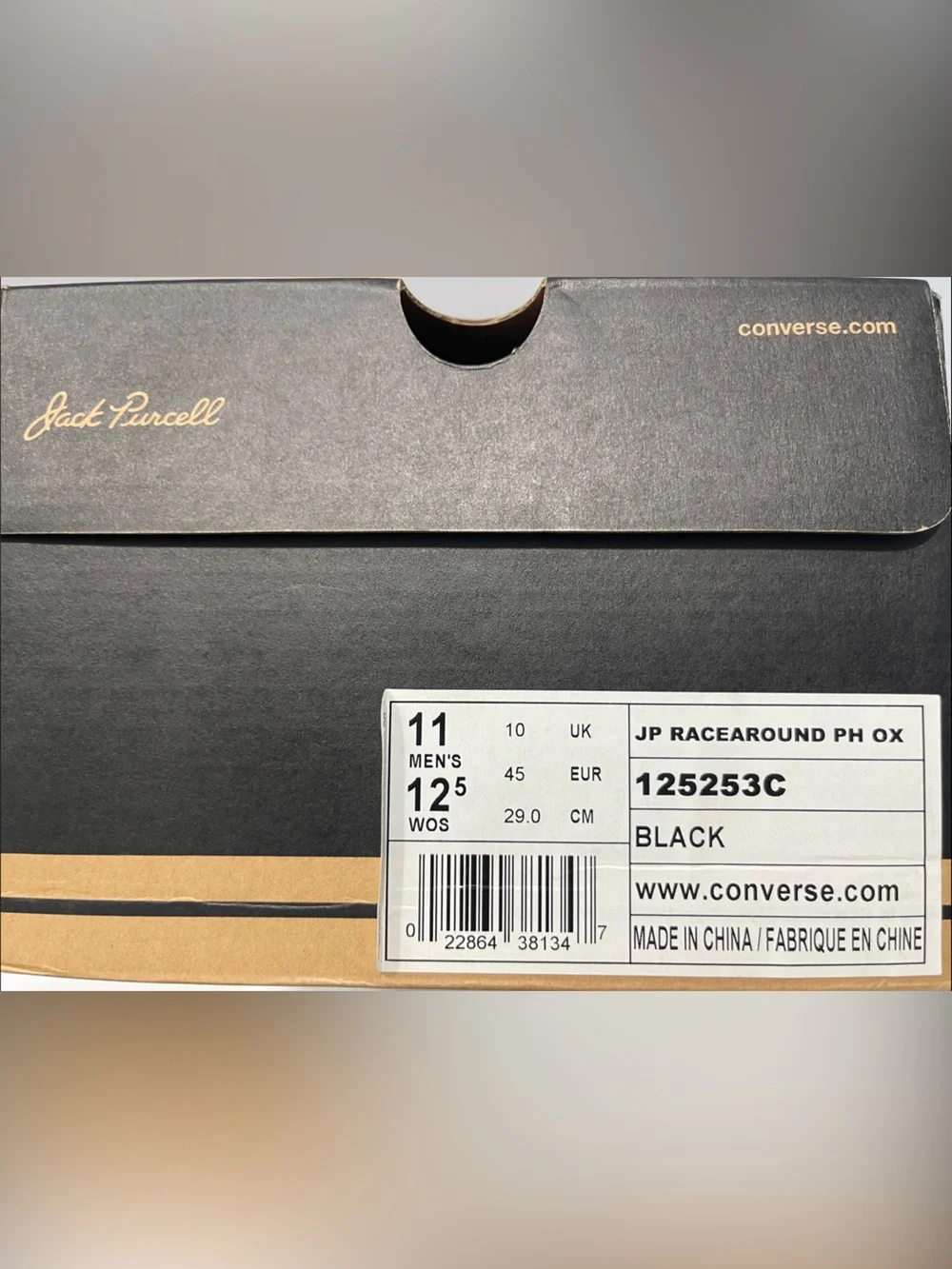 Ultra Rare Jack Purcell Racearound Black Converse Sneakers with White Laces - Picture 6 of 6